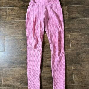 SHEIN Pink Textured Workout Leggings